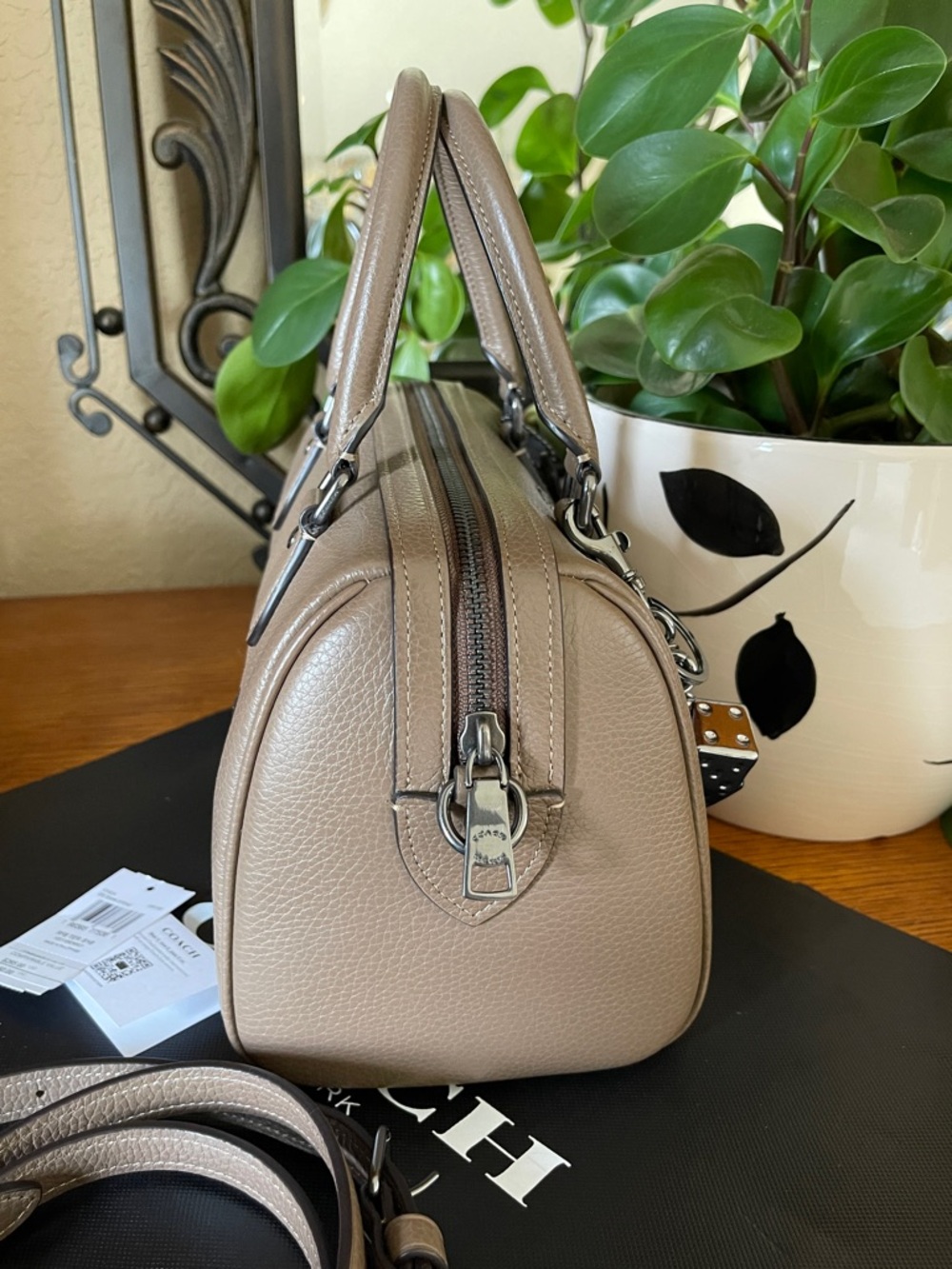 NWT Coach Rowan Satchel in Dark Stone - Picture 4 of 9